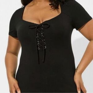 Torrid Black Lace-Up Top